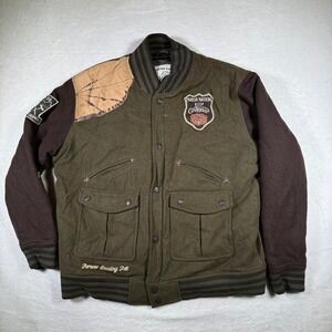 Parish Nation Keep Choppin Varsity Jacket 3X Large Olive Brown Patches Mens